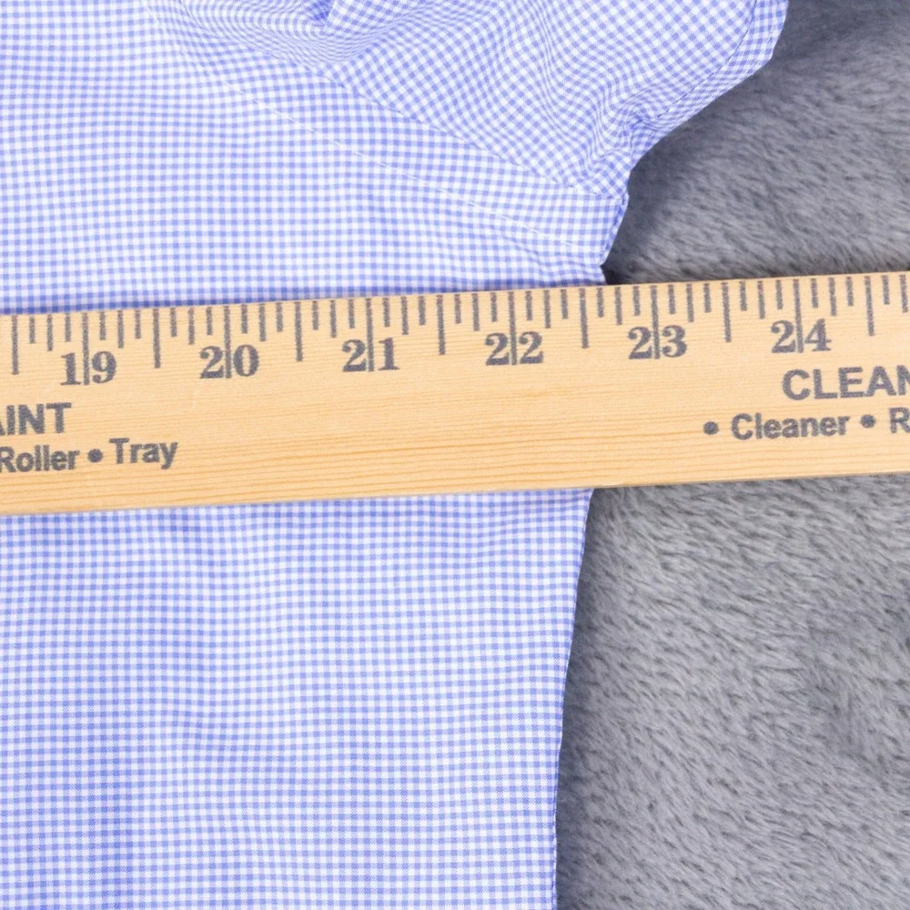 Polo Ralph Lauren Shirt Mens 15.5 34/35 Blue Gingham Cotton Stretch Button Down
